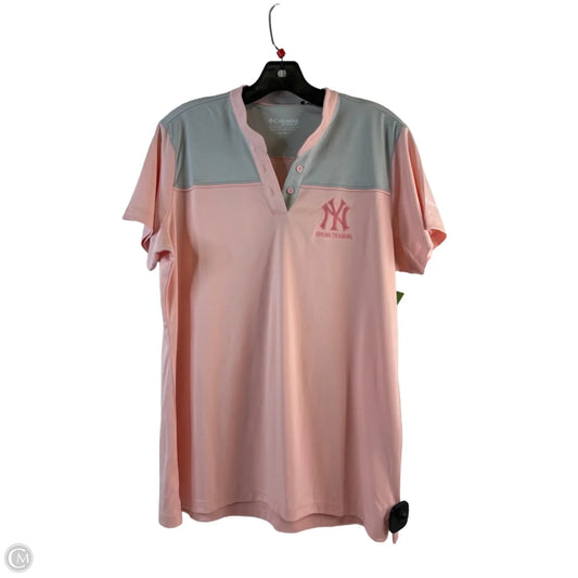 Athletic Top Short Sleeve By Columbia In Blue & Pink, Size: Xl
