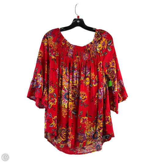 Top 3/4 Sleeve By Beachlunchlounge In Red & Yellow, Size: L