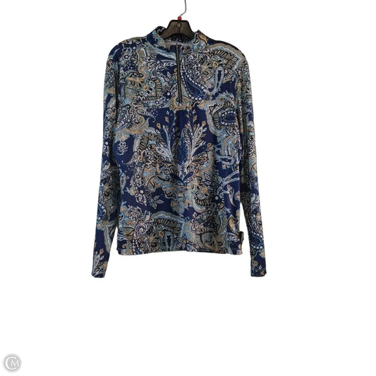 Athletic Top Long Sleeve Collar By Clothes Mentor In Blue & White, Size: Xl