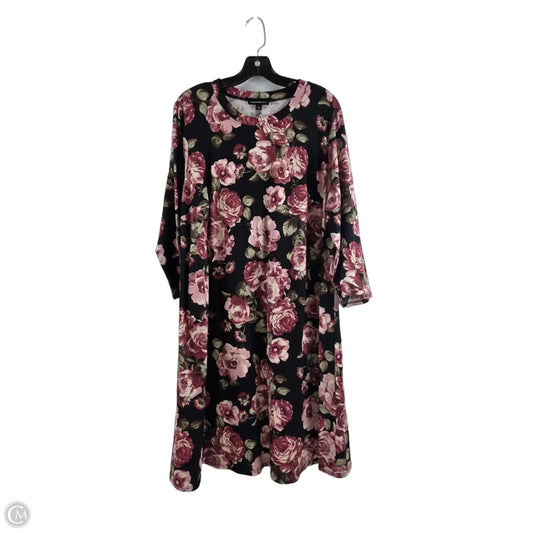Dress Casual Midi By Fortune & Ivy In Black & Pink, Size: 2x