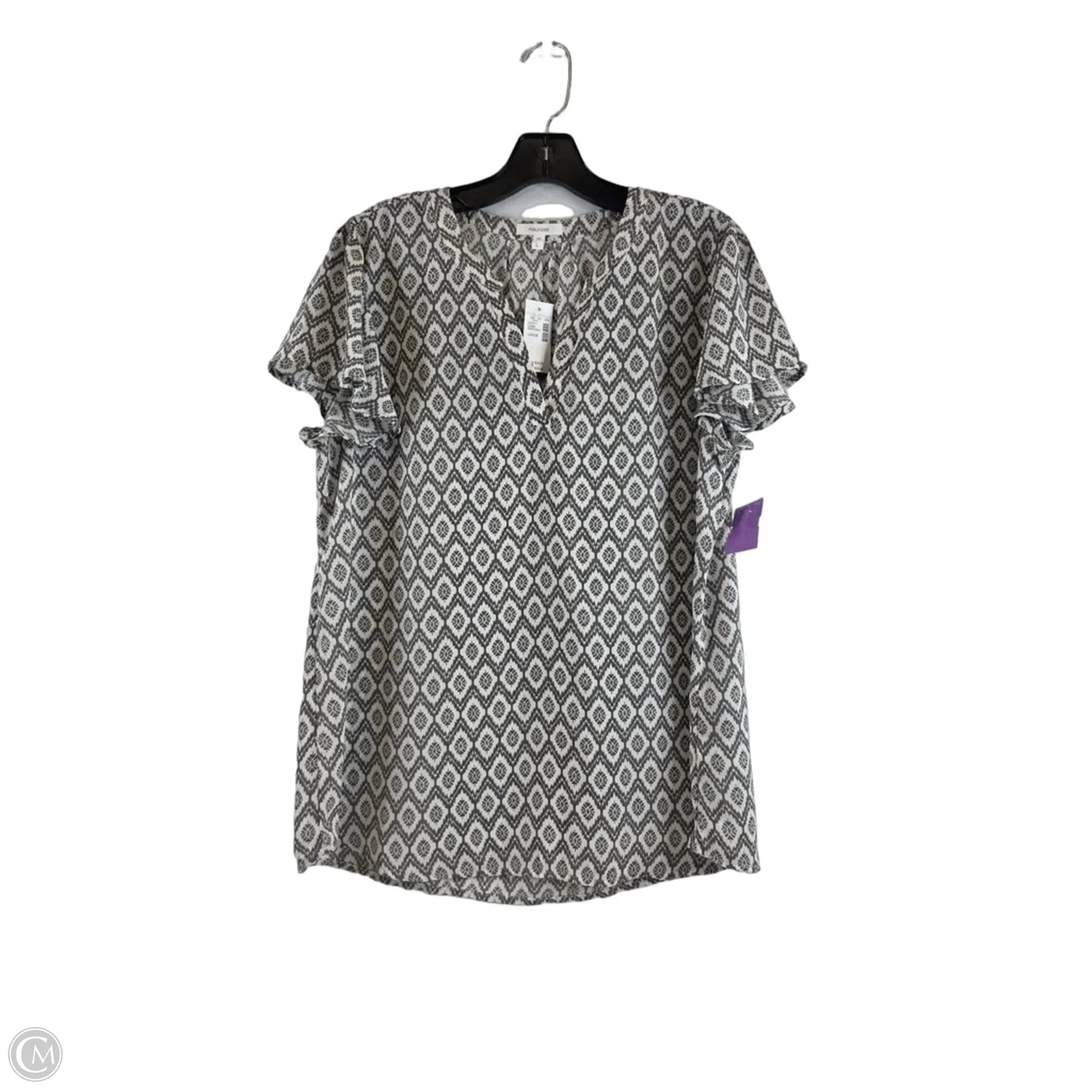 Top Short Sleeve By Maurices In Grey & White, Size: L