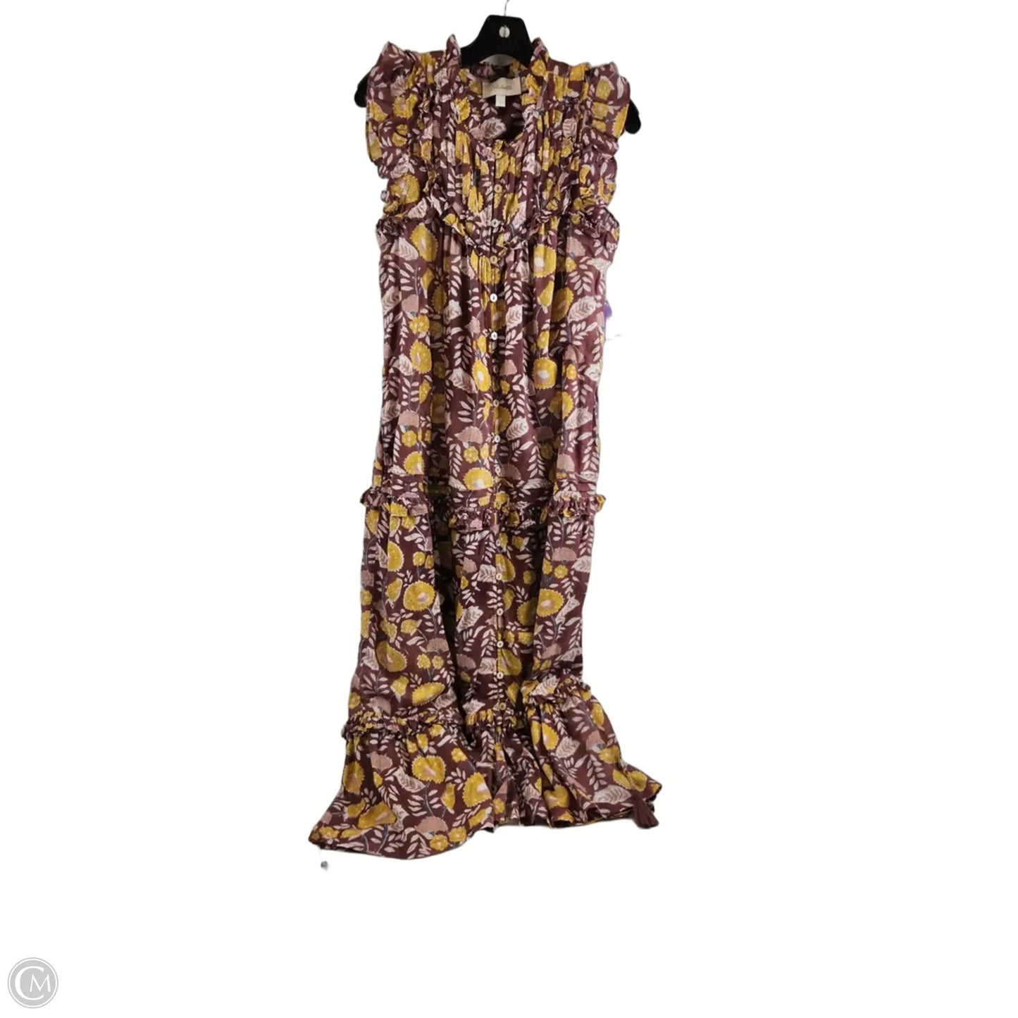 Dress Casual Maxi By Cleobella In Brown & Yellow, Size: L