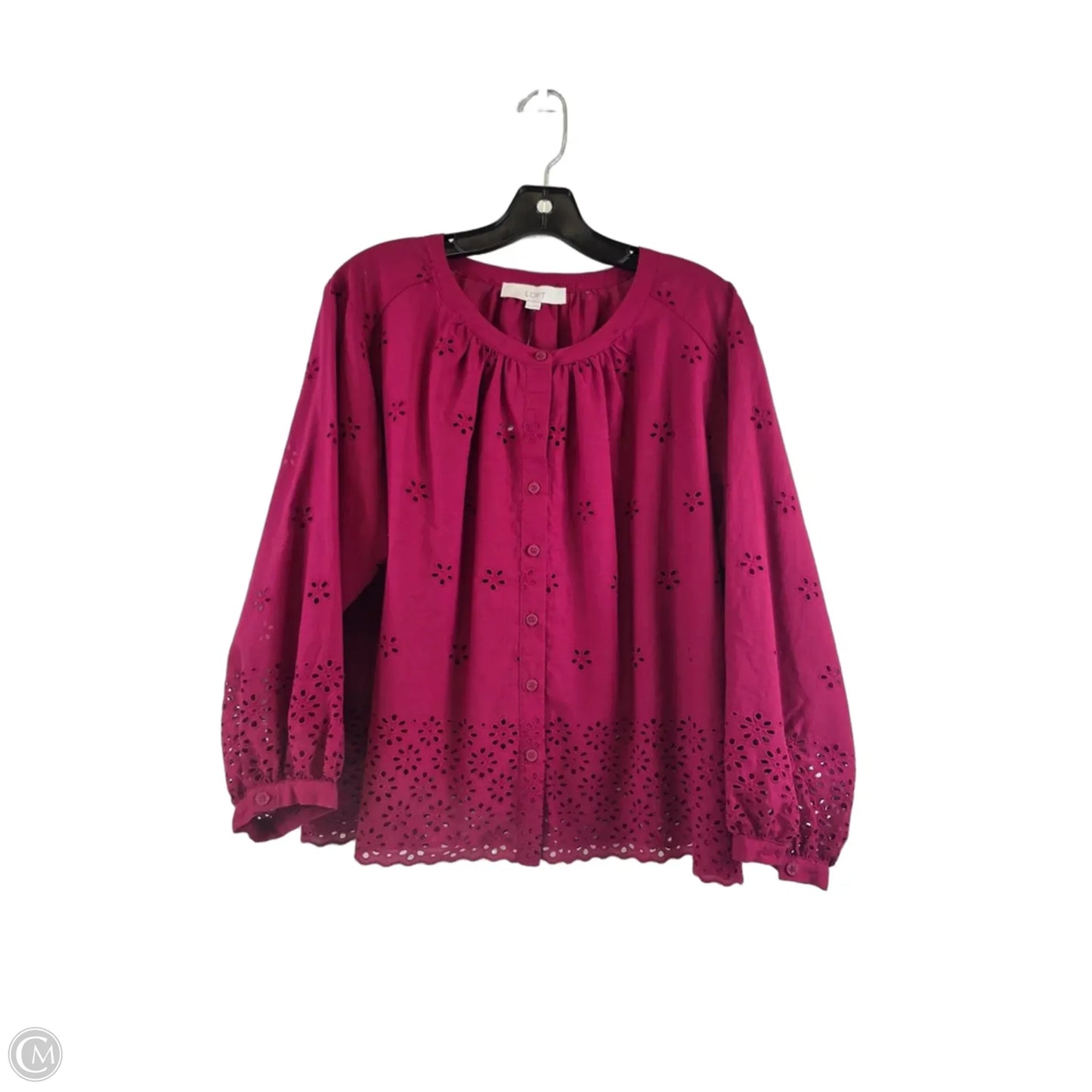 Top Long Sleeve By Loft In Maroon, Size: M