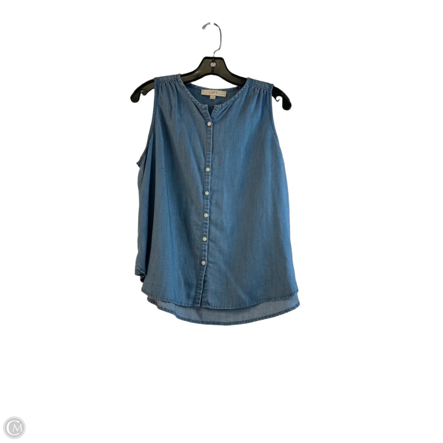 Top Sleeveless By Loft In Blue Denim, Size: Mp