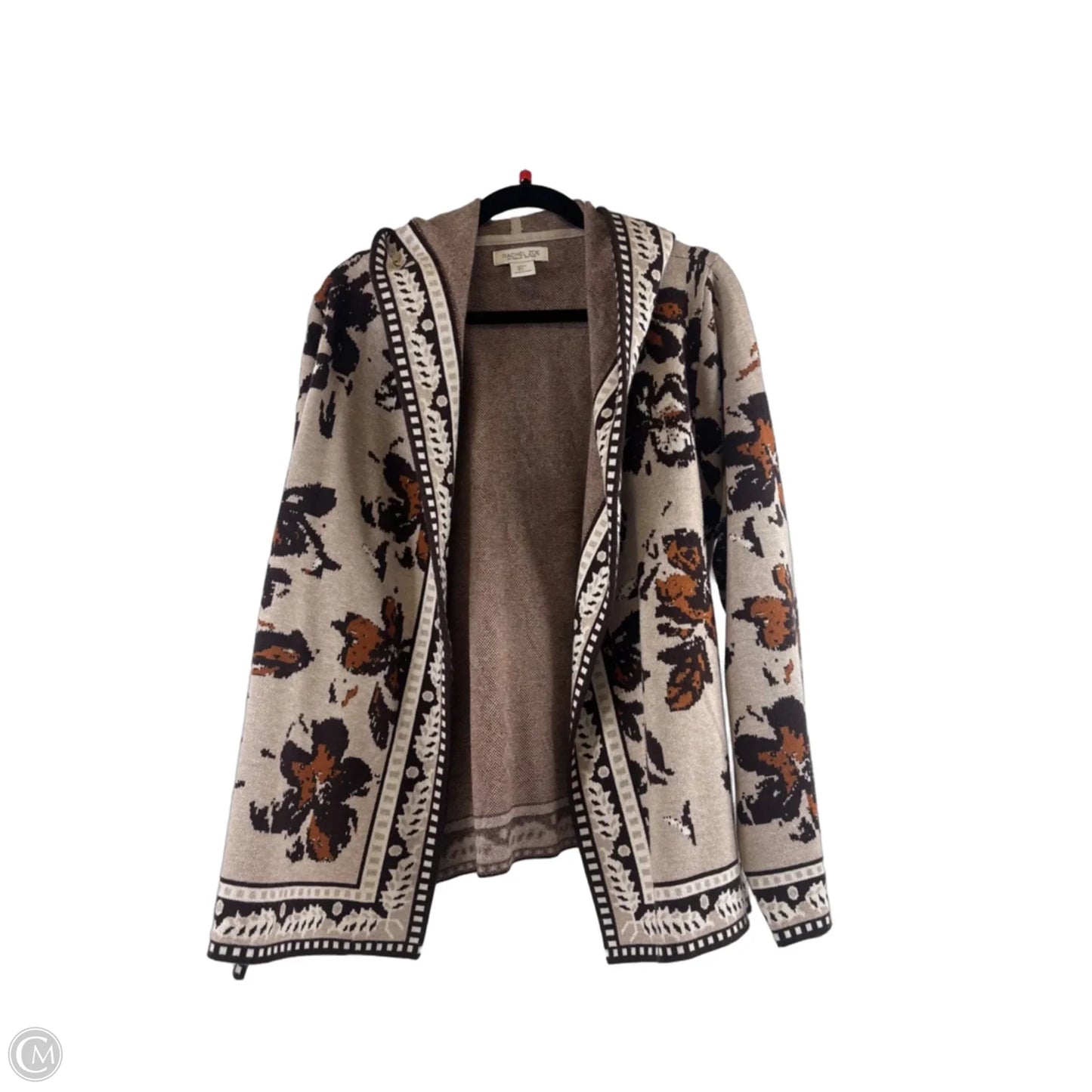 Sweater Cardigan By Rachel Zoe In Brown & Tan, Size: L