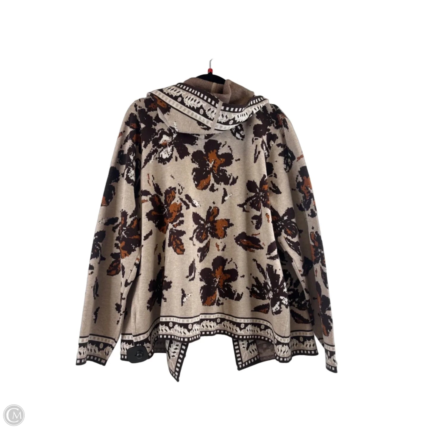 Sweater Cardigan By Rachel Zoe In Brown & Tan, Size: L