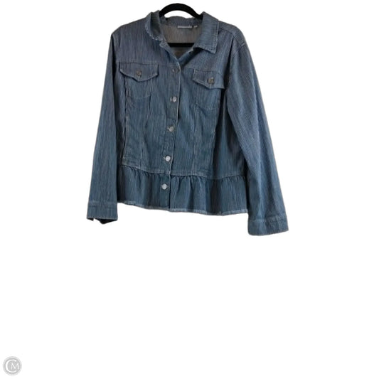 Jacket Denim By Chicos In Blue Denim, Size: Xl