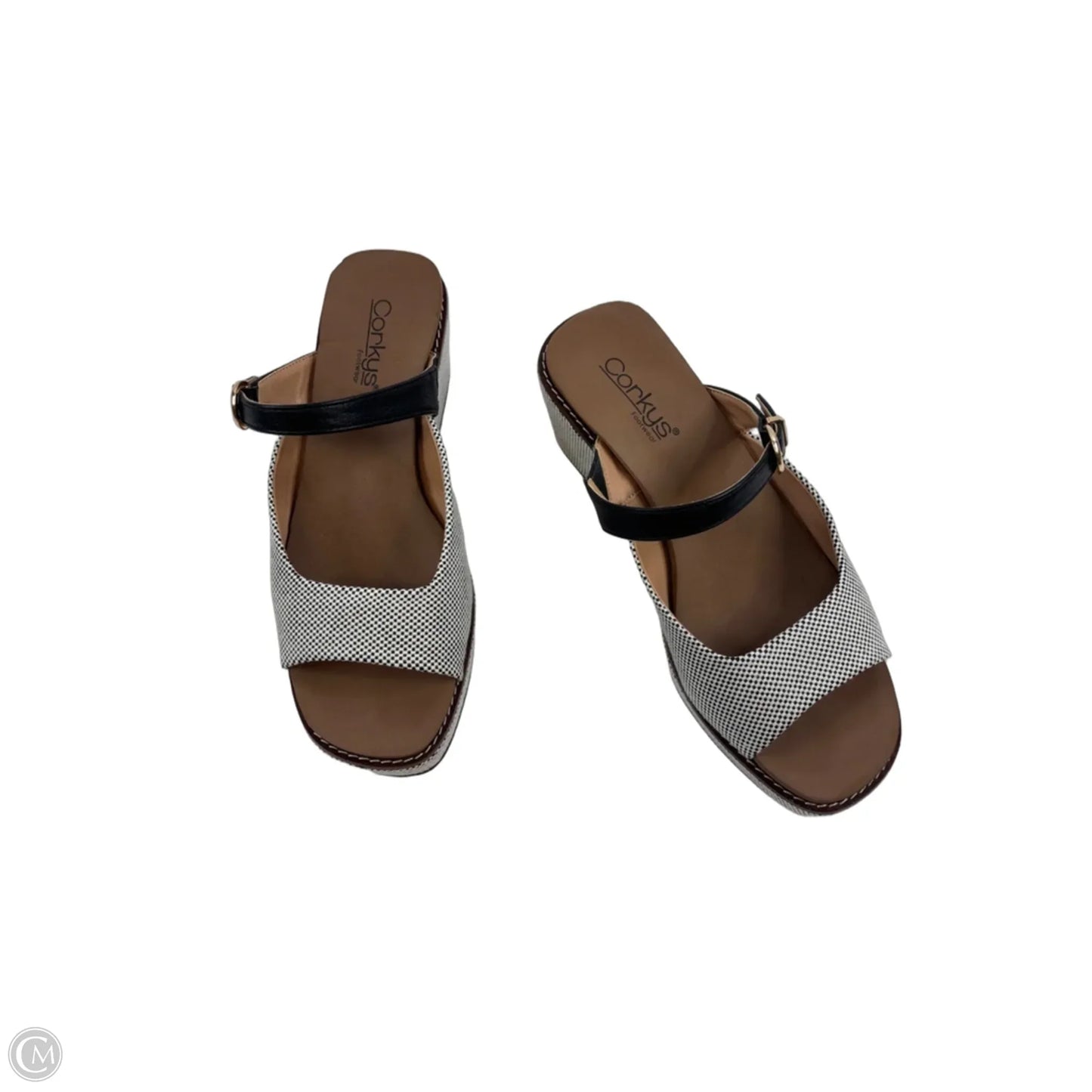 Sandals Heels Platform By Corkys In Black & White, Size: 9