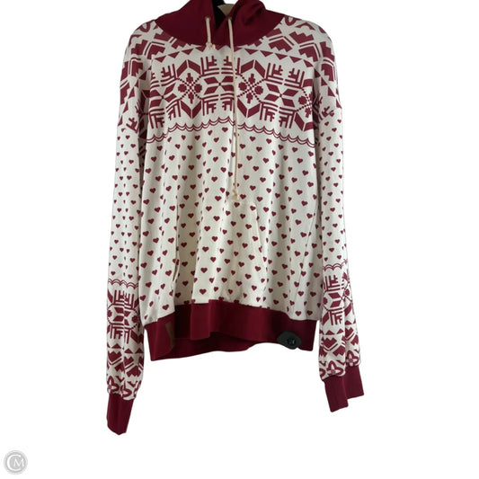 Sweatshirt Hoodie By Clothes Mentor In Red & White, Size: L