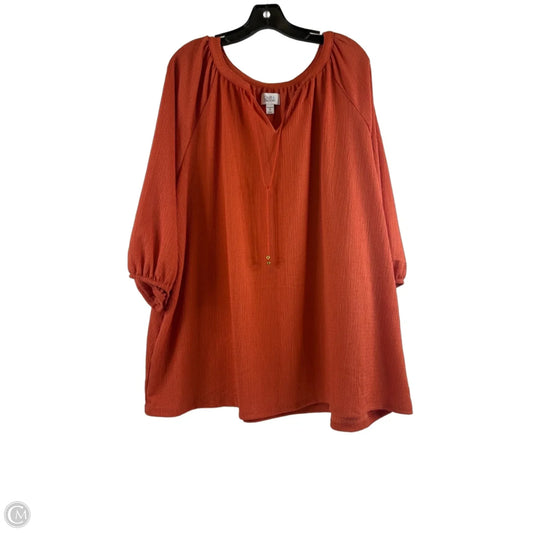 Top 3/4 Sleeve Basic By Croft And Barrow In Orange, Size: 3x