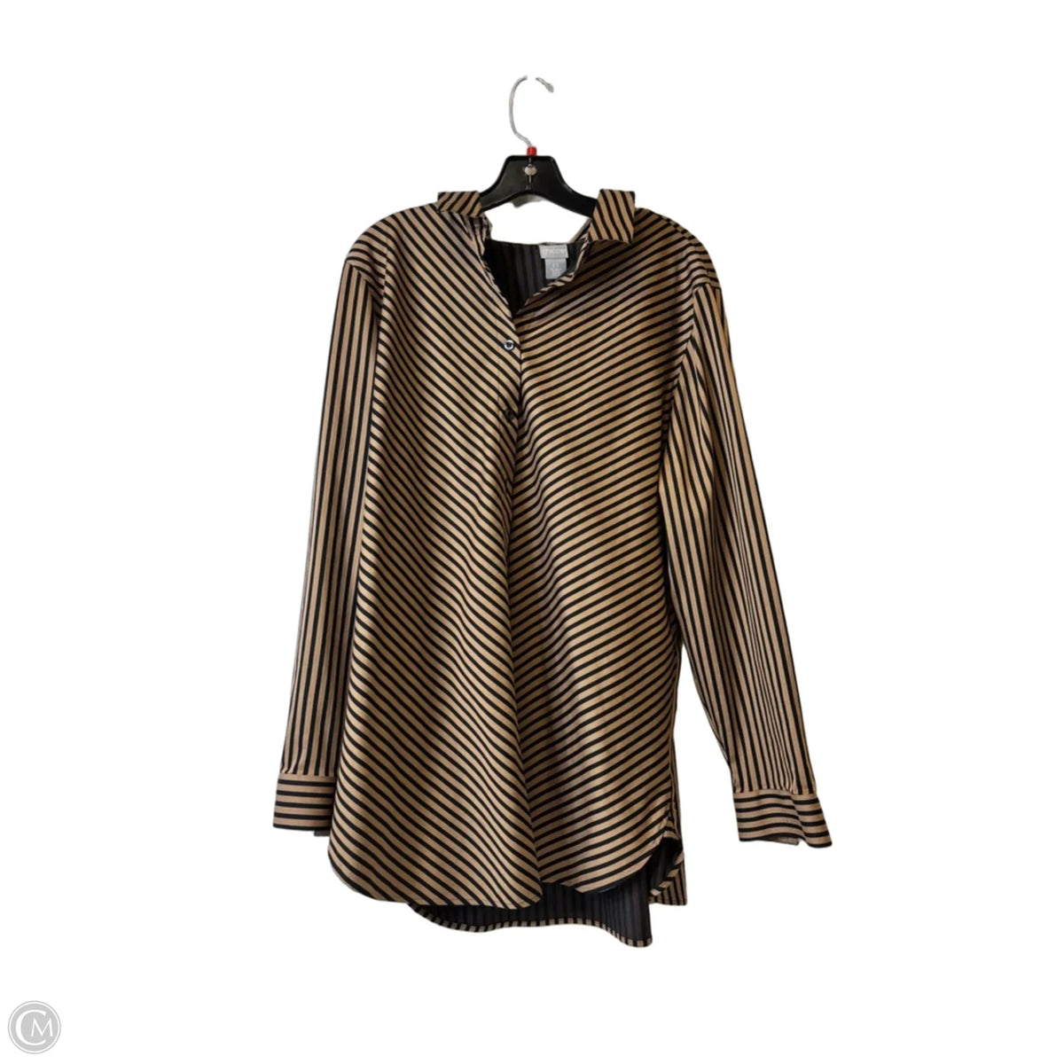 Top Long Sleeve By Chicos In Striped Pattern, Size: 1x