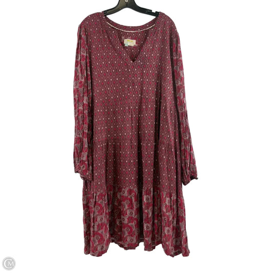 Dress Casual Midi By Maeve In Red & White, Size: 2x
