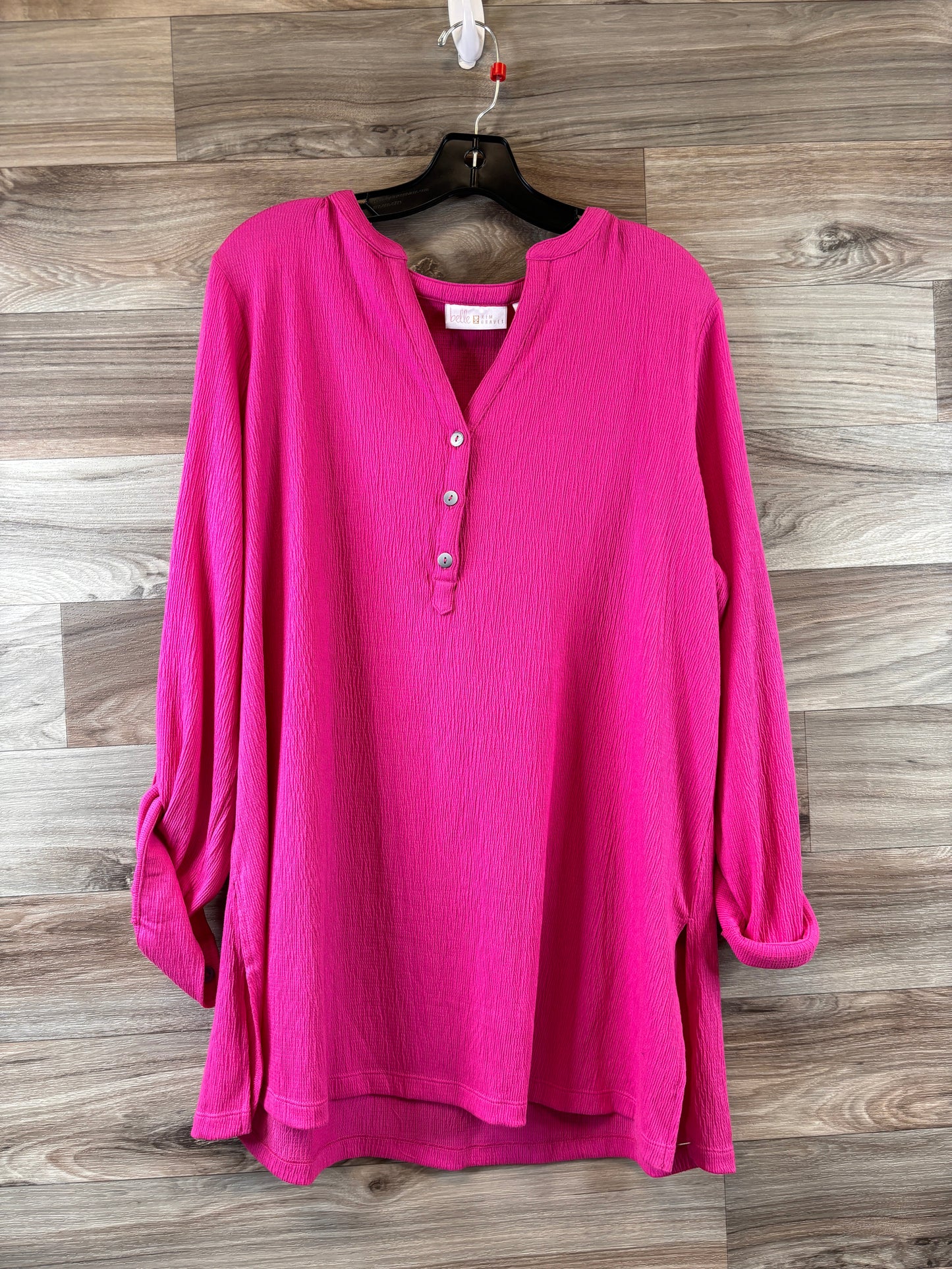 Pink Top Long Sleeve Belle By Kim Gravel, Size L