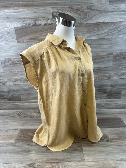 Beige Top Short Sleeve Clothes Mentor, Size M