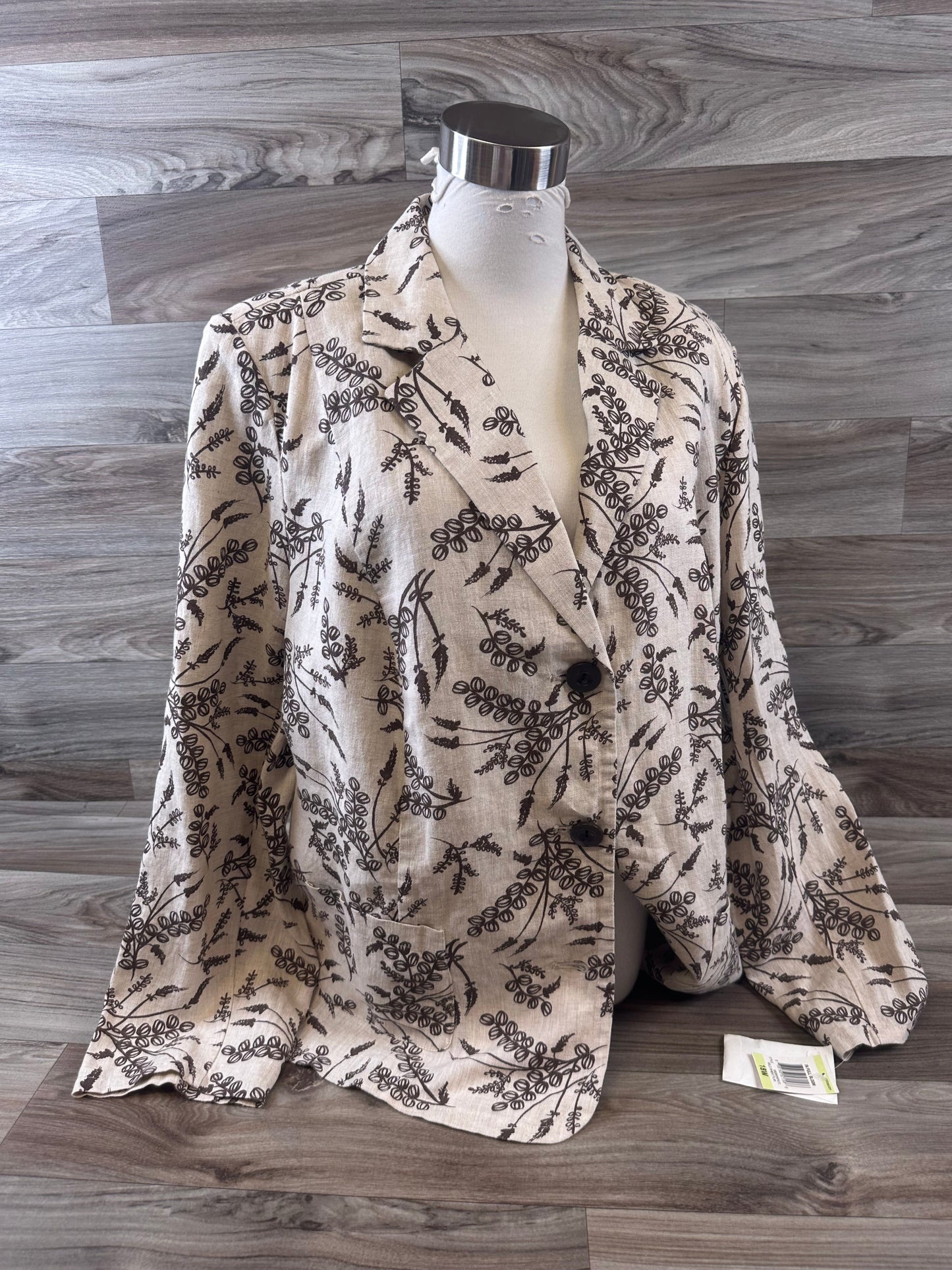 Blazer By Jm Collections In Brown & Cream, Size: 1x