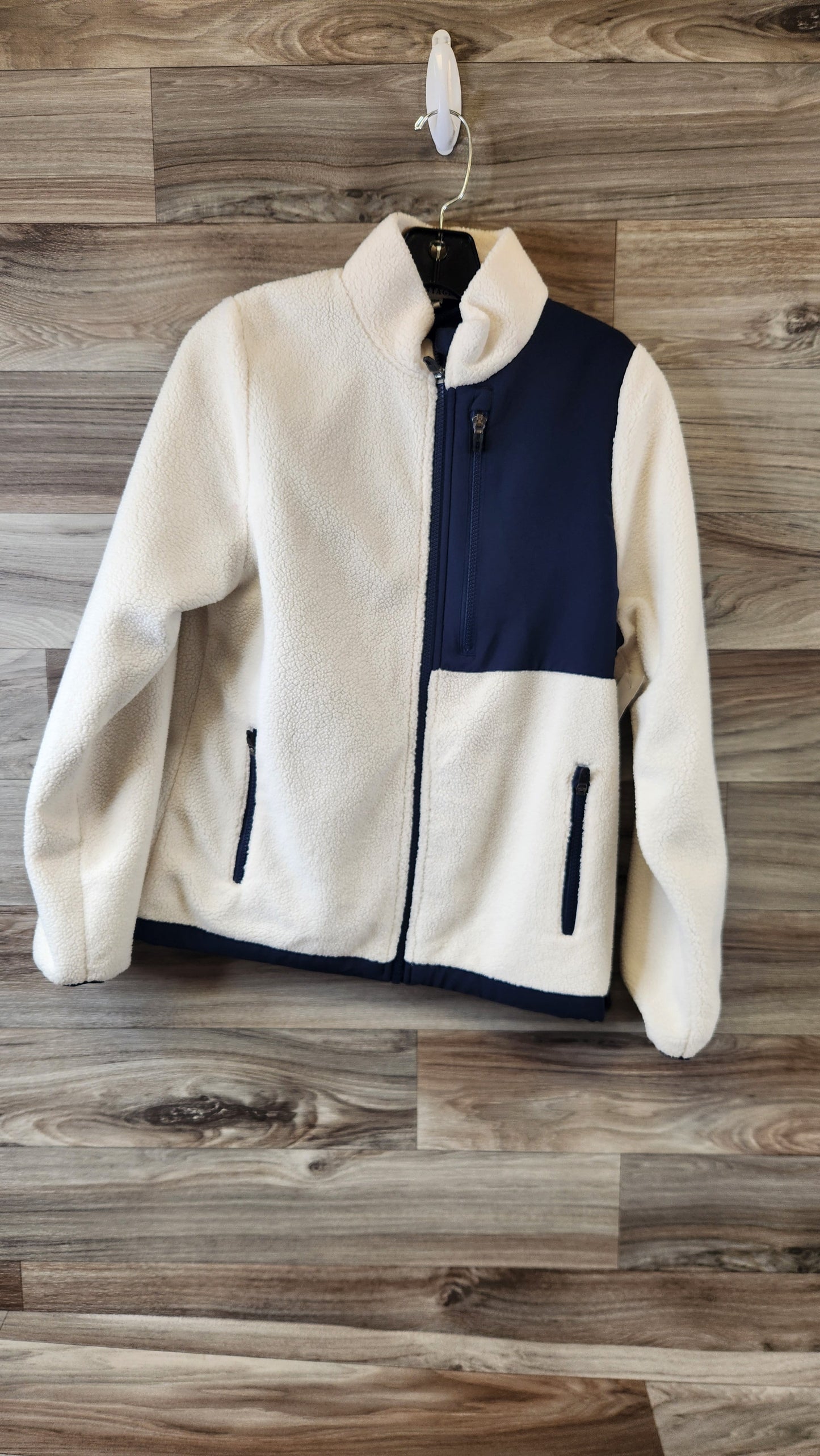 Jacket Fleece By Clothes Mentor In Blue & Cream, Size: M