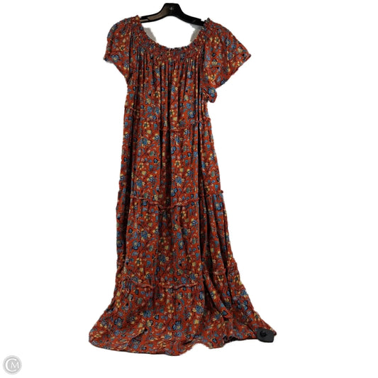 Dress Casual Midi By Clothes Mentor In Orange, Size: 1x
