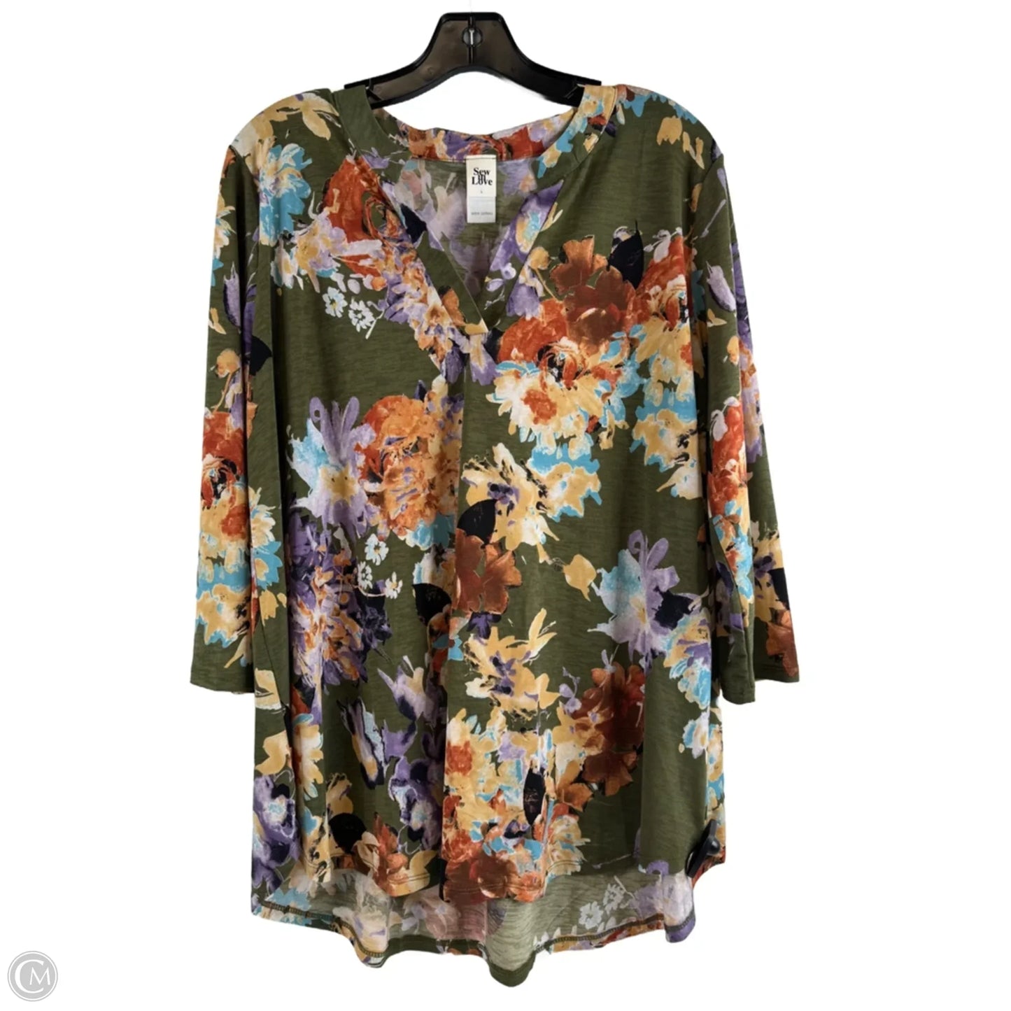 Top 3/4 Sleeve By Sew In Love In Floral Print, Size: L