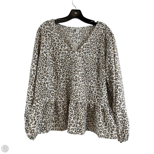 Top Long Sleeve By Nine West Apparel In Animal Print, Size: Xl
