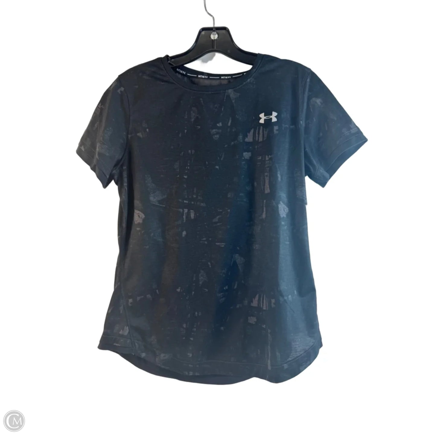 Athletic Top Short Sleeve By Under Armour In Black & Grey, Size: M