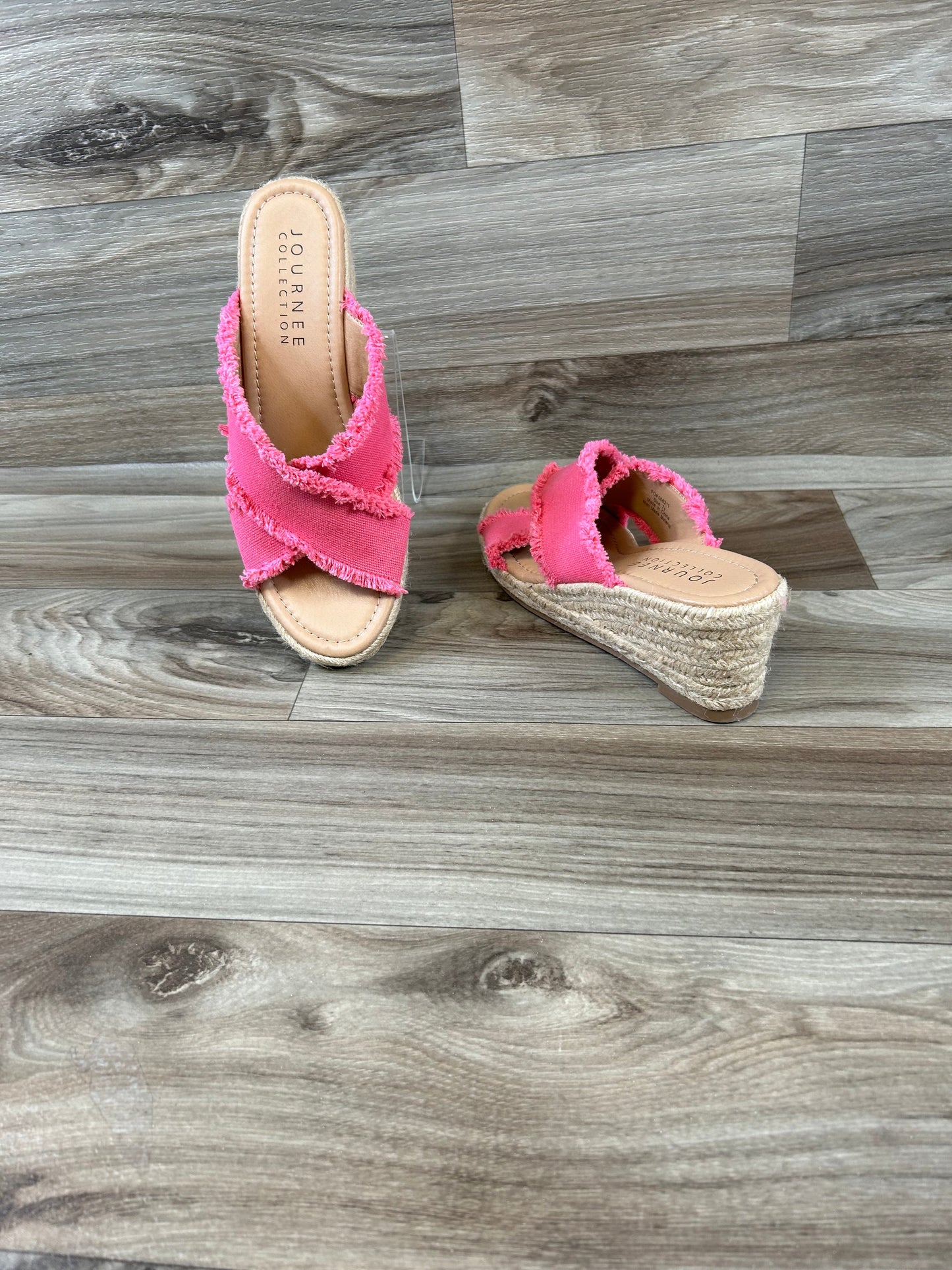 Pink Sandals Heels Wedge Journee, Size 7.5