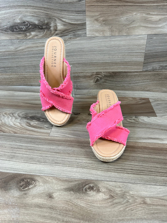 Pink Sandals Heels Wedge Journee, Size 7.5