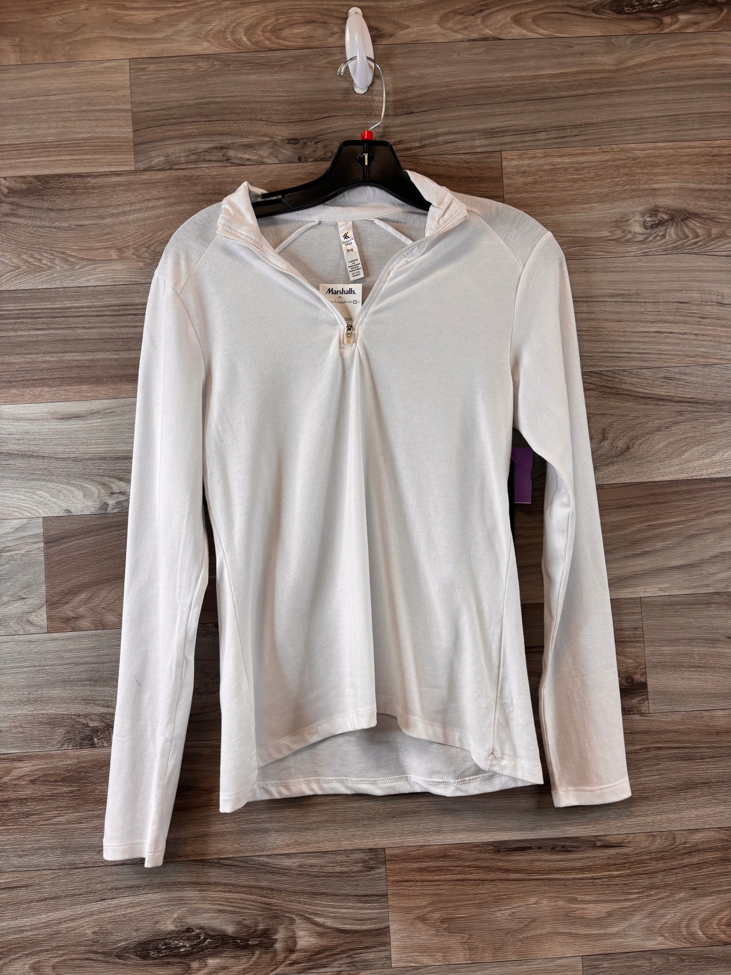 White Athletic Top Long Sleeve Collar Kyodan, Size Petite   S