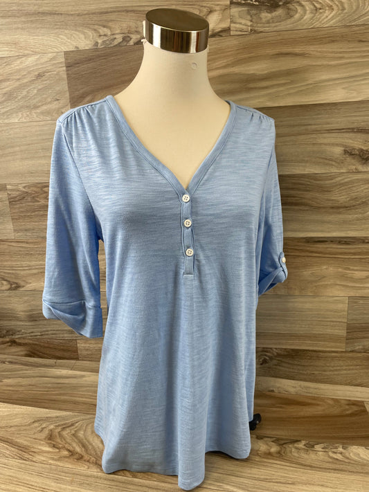 Blue Top 3/4 Sleeve Basic Chicos, Size S