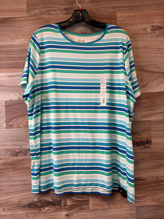 Top Short Sleeve Basic By Croft And Barrow In Blue & Green, Size: 1x