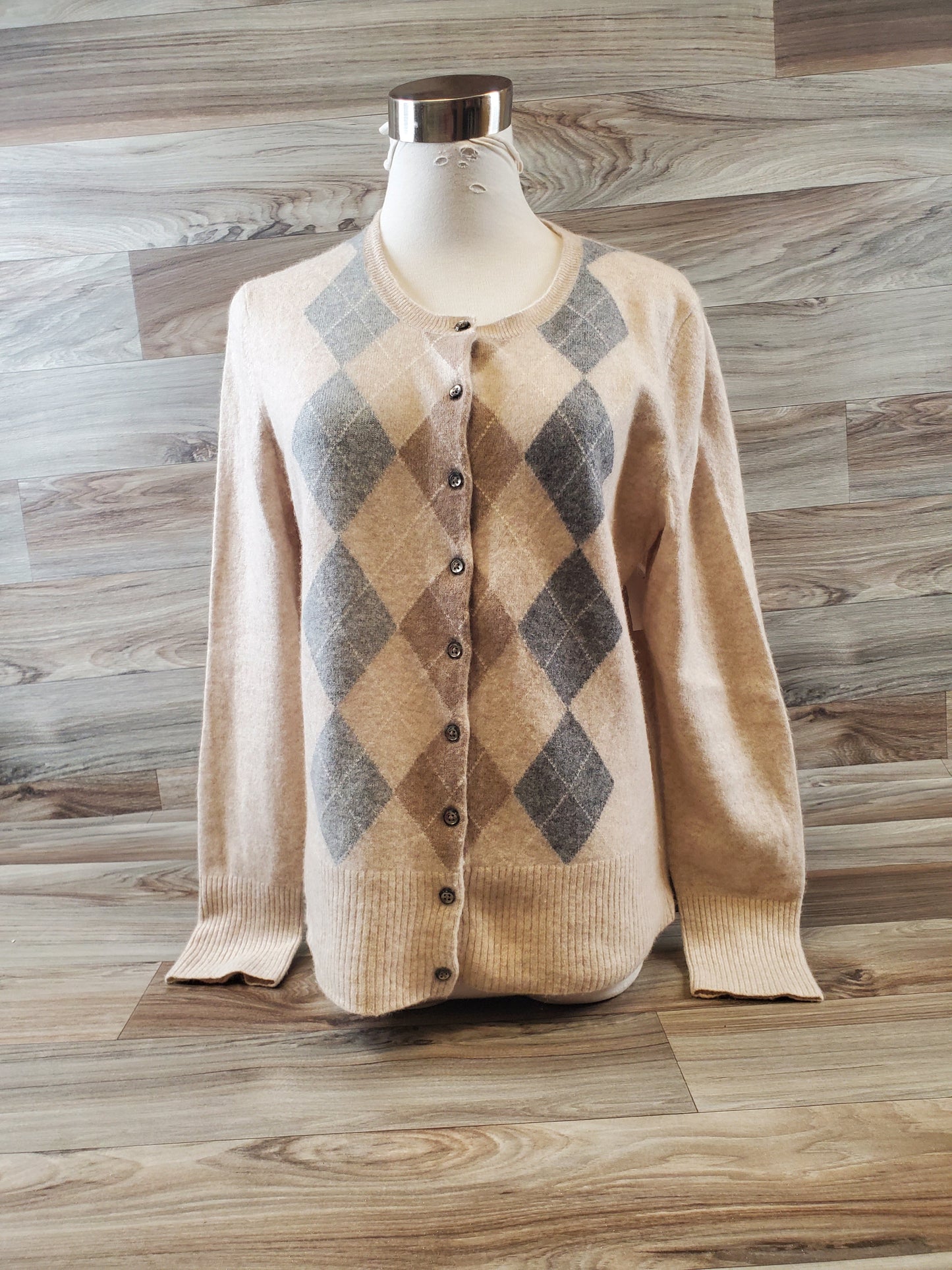 Sweater Cardigan Cashmere By Apt 9 In Grey & Tan, Size: Xl