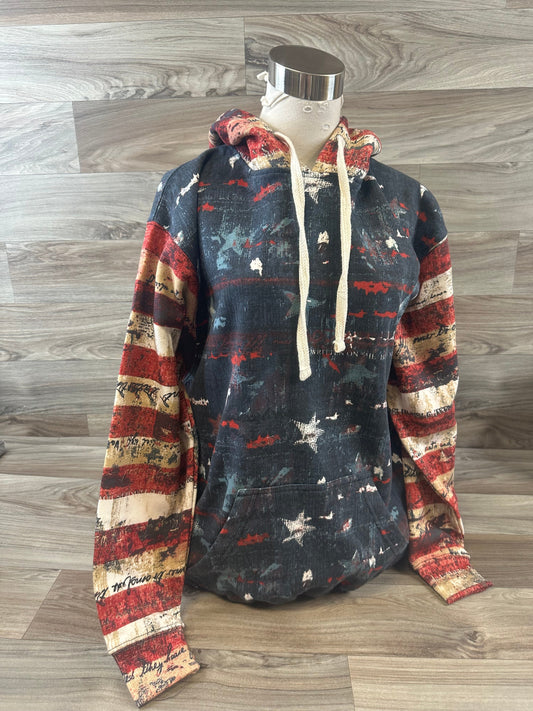 Sweatshirt Hoodie By Clothes Mentor In Blue & Red, Size: M