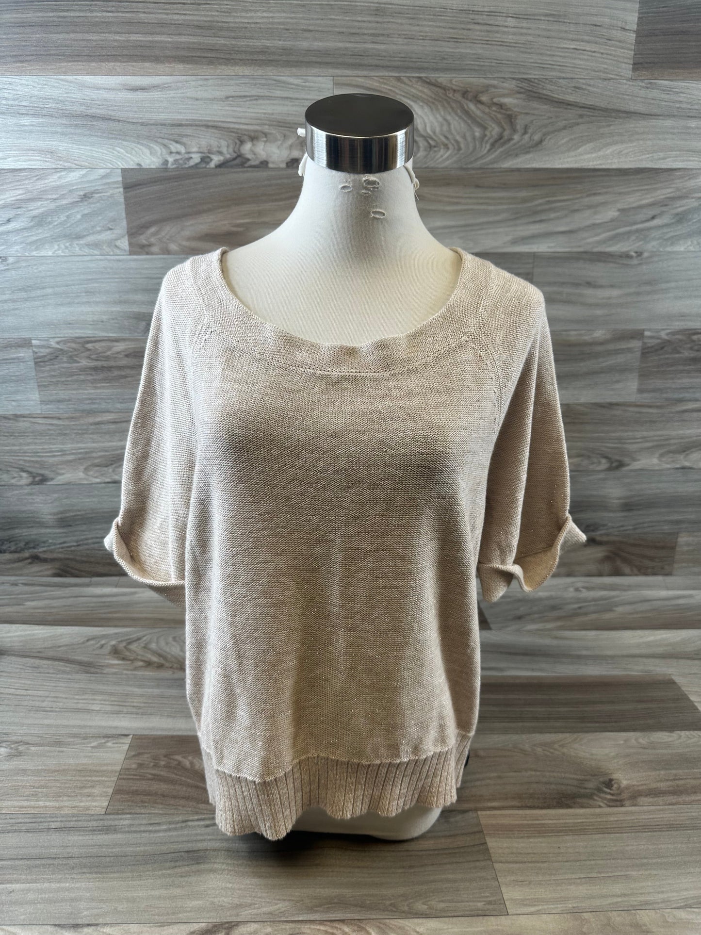 Top Short Sleeve By Loft In Tan, Size: M