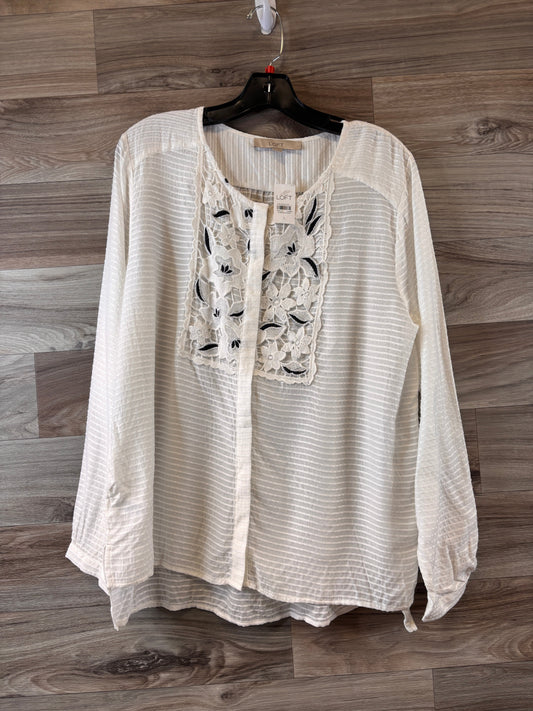 Top Long Sleeve By Loft In Black & White, Size: Large