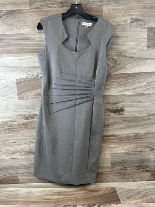 Dress Casual Midi By Calvin Klein In Grey, Size: M