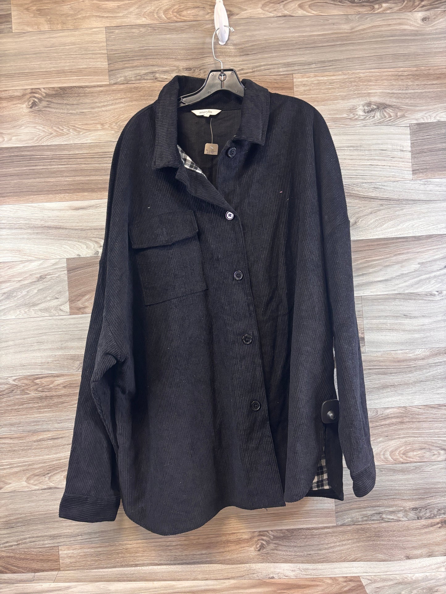 Jacket Shirt By Amaryllis In Black, Size: 3x