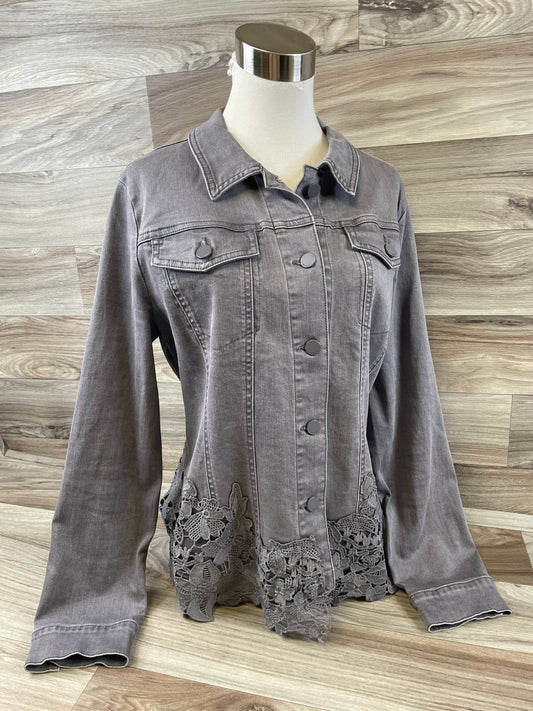 Jacket Denim By Clothes Mentor In Grey, Size: Large