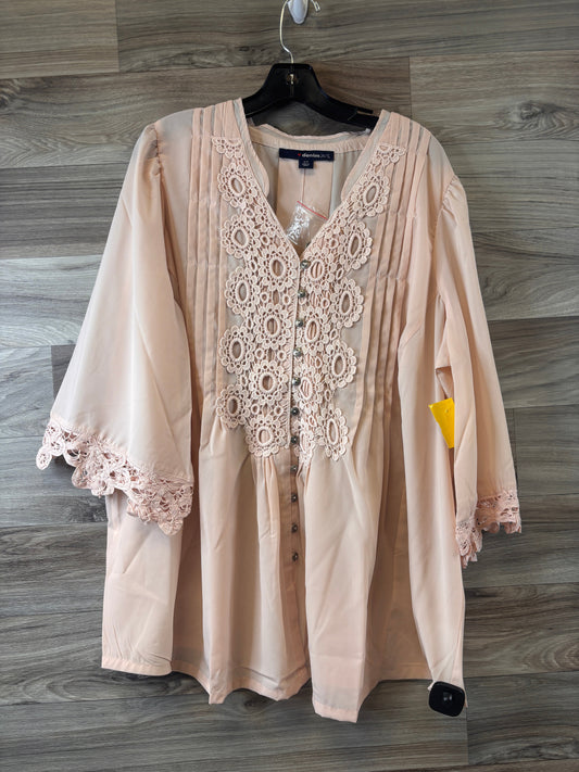 Top Short Sleeve By Denim 24/7 In Peach, Size: 1x