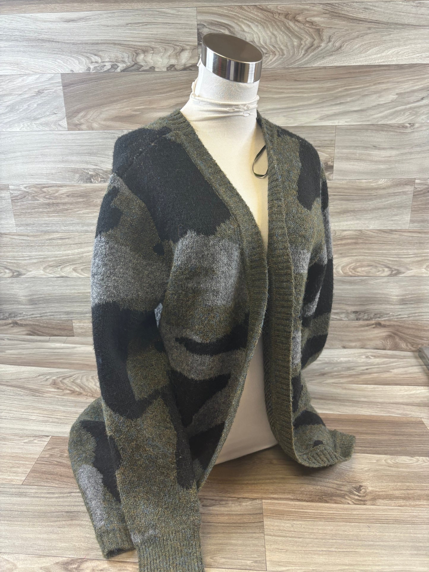 Sweater Cardigan By Moth In Black & Green, Size: M