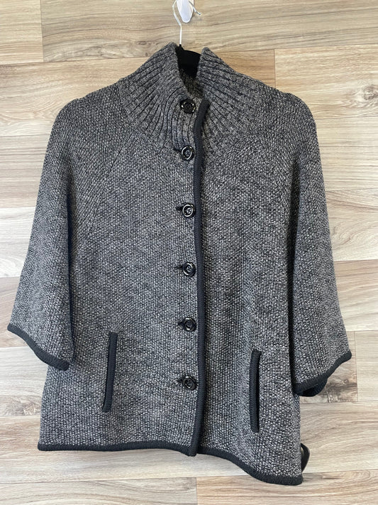 Sweater Cardigan By Ann Taylor In Black & Grey, Size: S