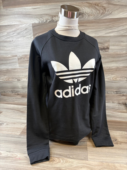 Athletic Top Long Sleeve Crewneck By Adidas In Black & White, Size: S