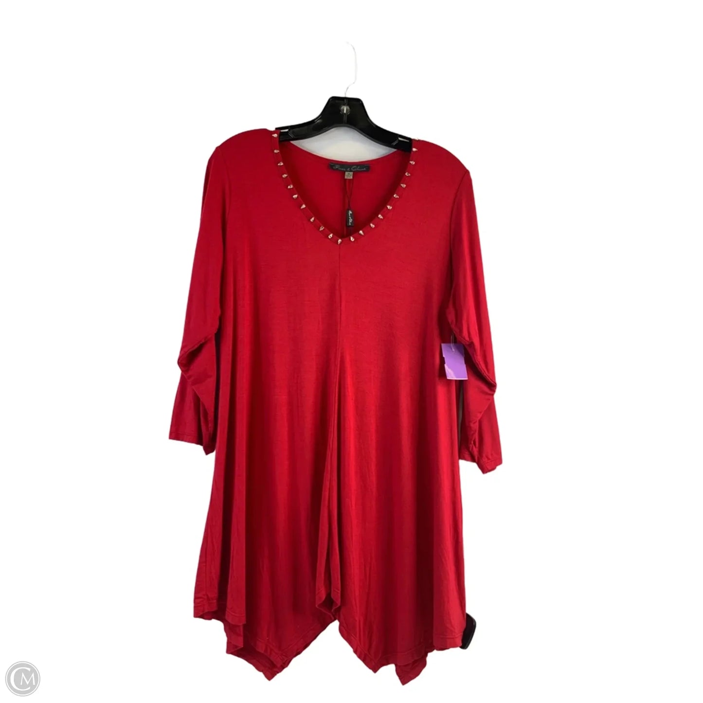 Top 3/4 Sleeve By Rose And Olive In Red, Size: 1x