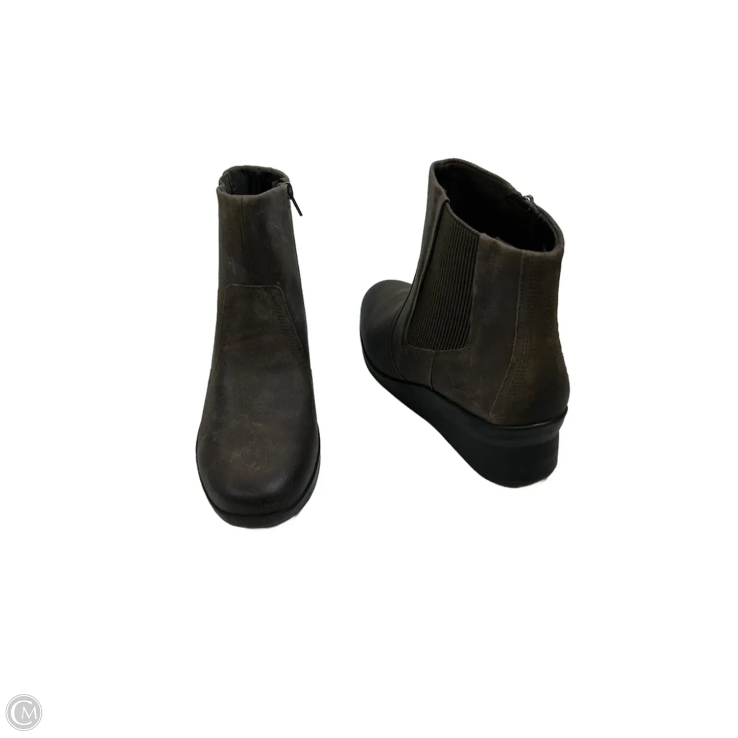 Boots Ankle Heels By Clarks In Brown, Size: 7.5