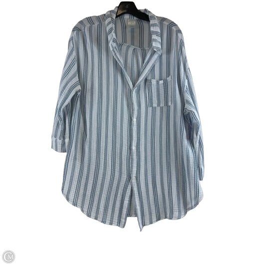 Top 3/4 Sleeve By Kona Sol In Blue & White, Size: L