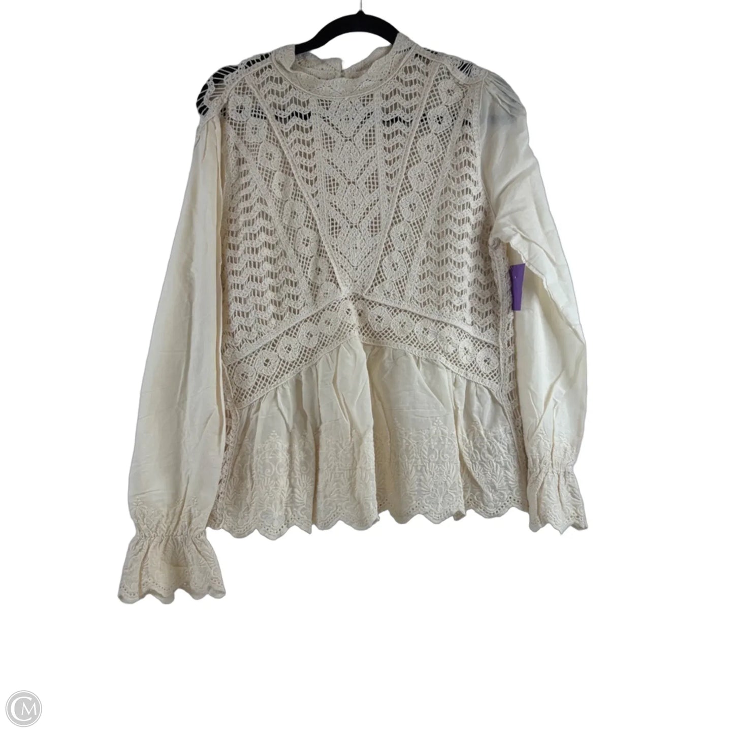 Top Long Sleeve By Ultra Pink In Tan, Size: M