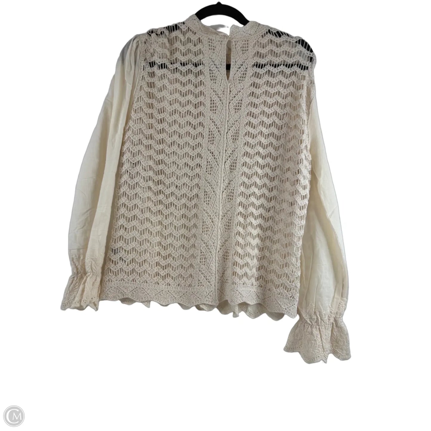 Top Long Sleeve By Ultra Pink In Tan, Size: M
