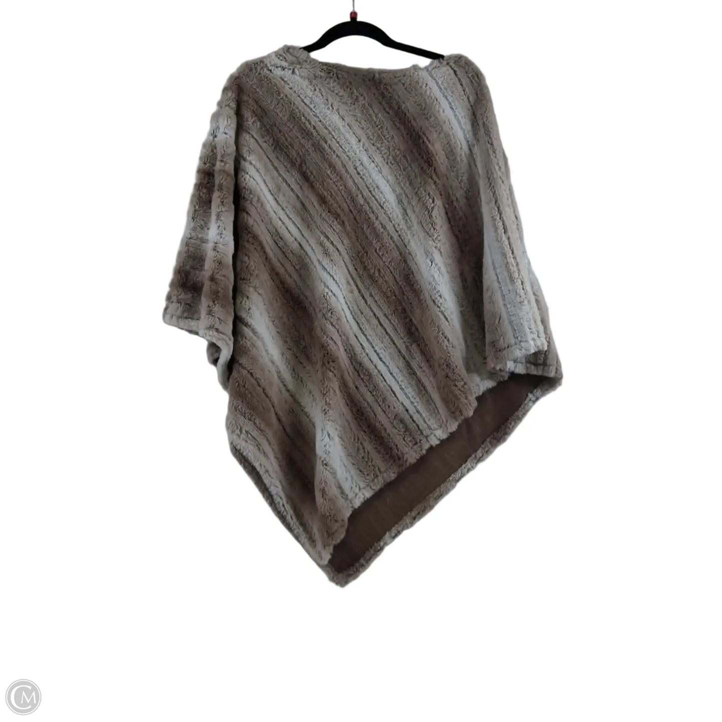 Poncho By Clothes Mentor In Brown & Cream, Size: Osfm