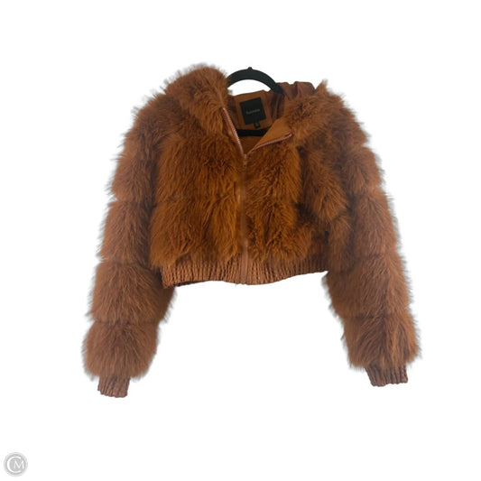 Jacket Faux Fur & Sherpa By Clothes Mentor In Bronze, Size: M