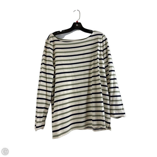 Top Long Sleeve By Talbots In Cream & Green, Size: 1x