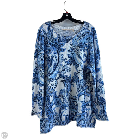 Top Long Sleeve By Soft Surroundings In Blue & White, Size: 1x