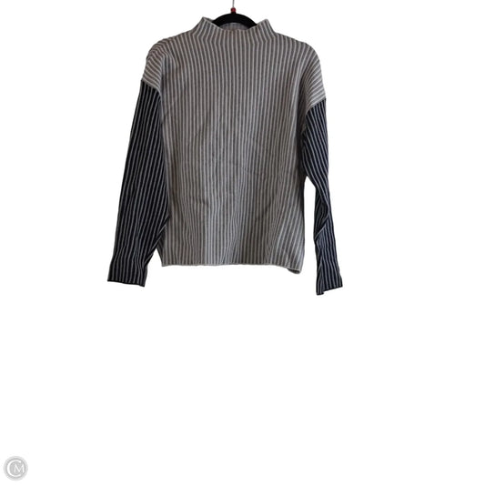 Sweater By Adrienne Vittadini In Grey & White, Size: M
